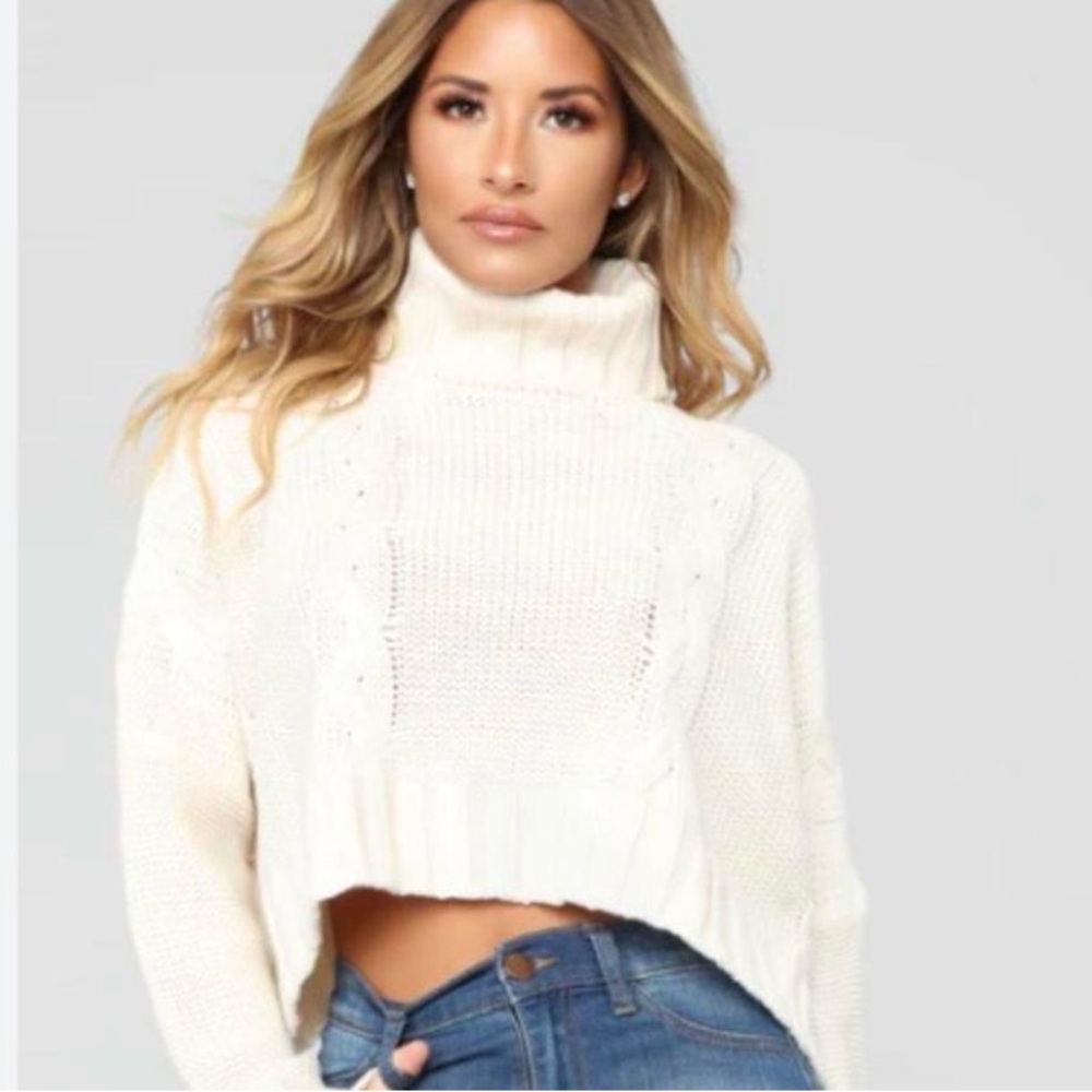 Fashion Nova Cream Turtleneck Sweater